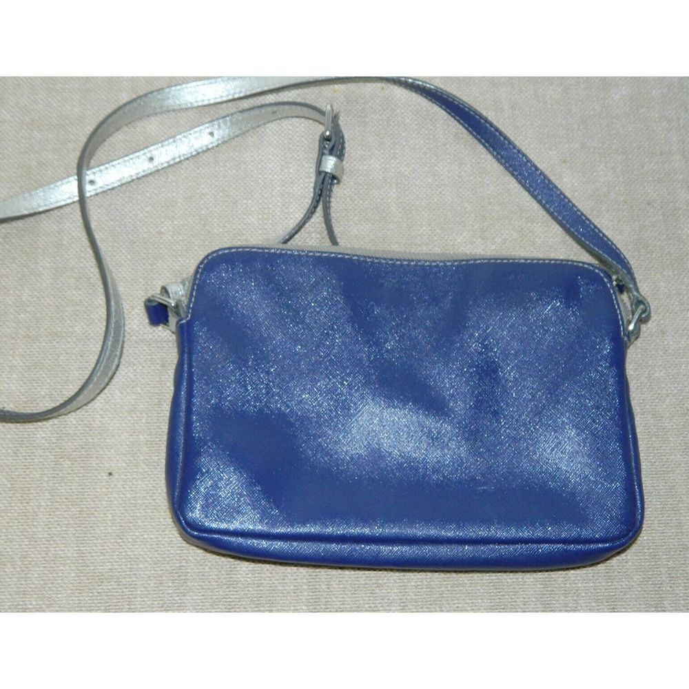 MARC by MARC JACOBS Crossbody Leather Silver‎ Metallic Blue Reporter Saffiano